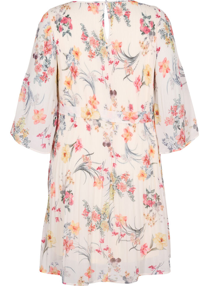 Printed pleated dress with tie string, Sugar Swizzle Flower, Packshot image number 1