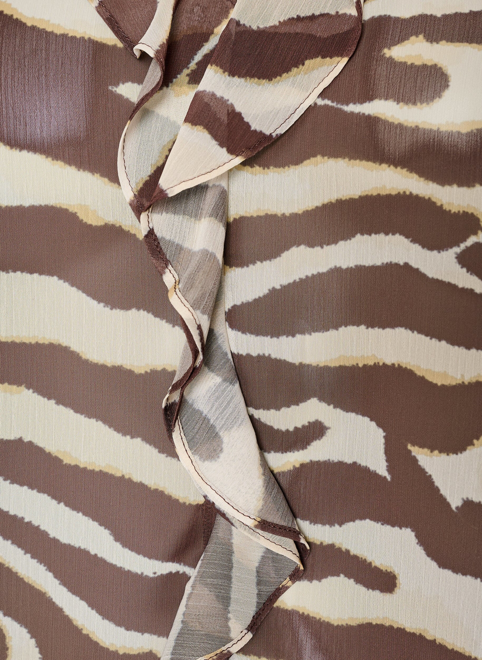 ZizzifashionChiffon blouse with zebra print and ruffles, Brown, Packshot image number 3