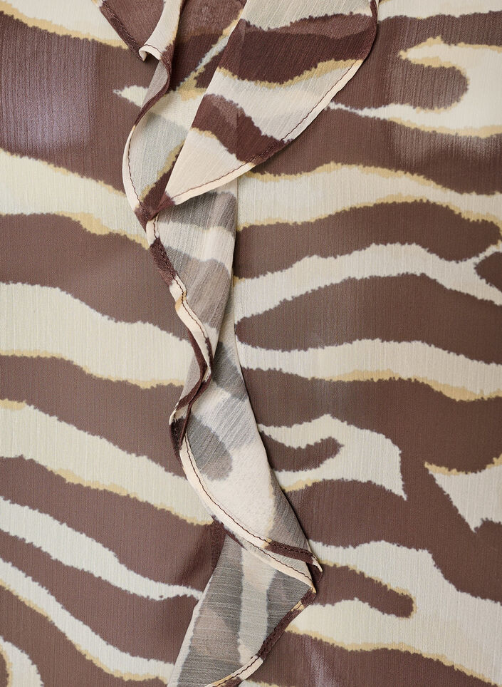Chiffon blouse with zebra print and ruffles, Brown, Packshot image number 3