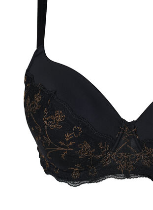 Sophia underwire bra with lace and push-up, Black, Packshot image number 2