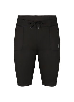 Tight-fitting training shorts with pockets, Black, Packshot image number 0