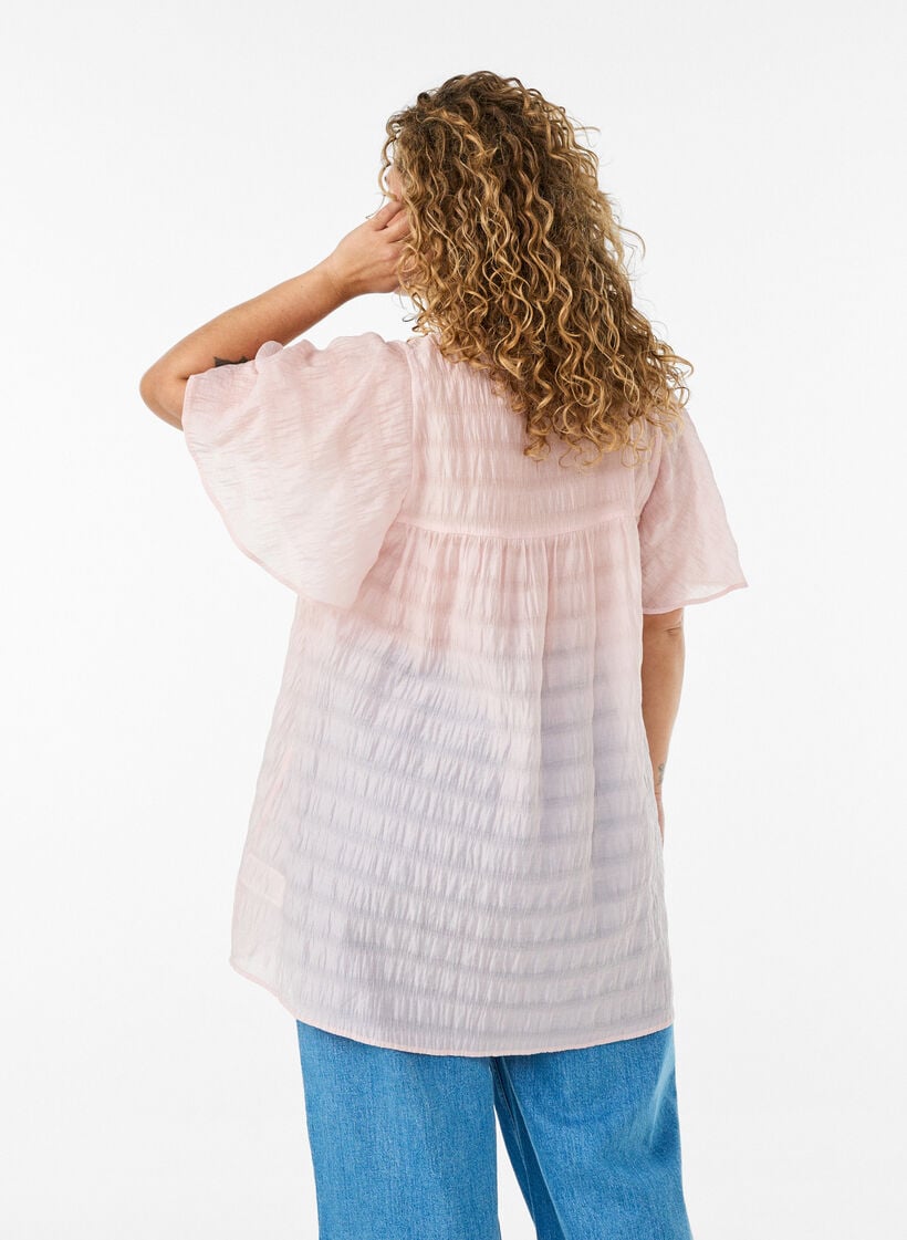 Tunic in lyocell with flutter sleeves, Rose, Model image number 2