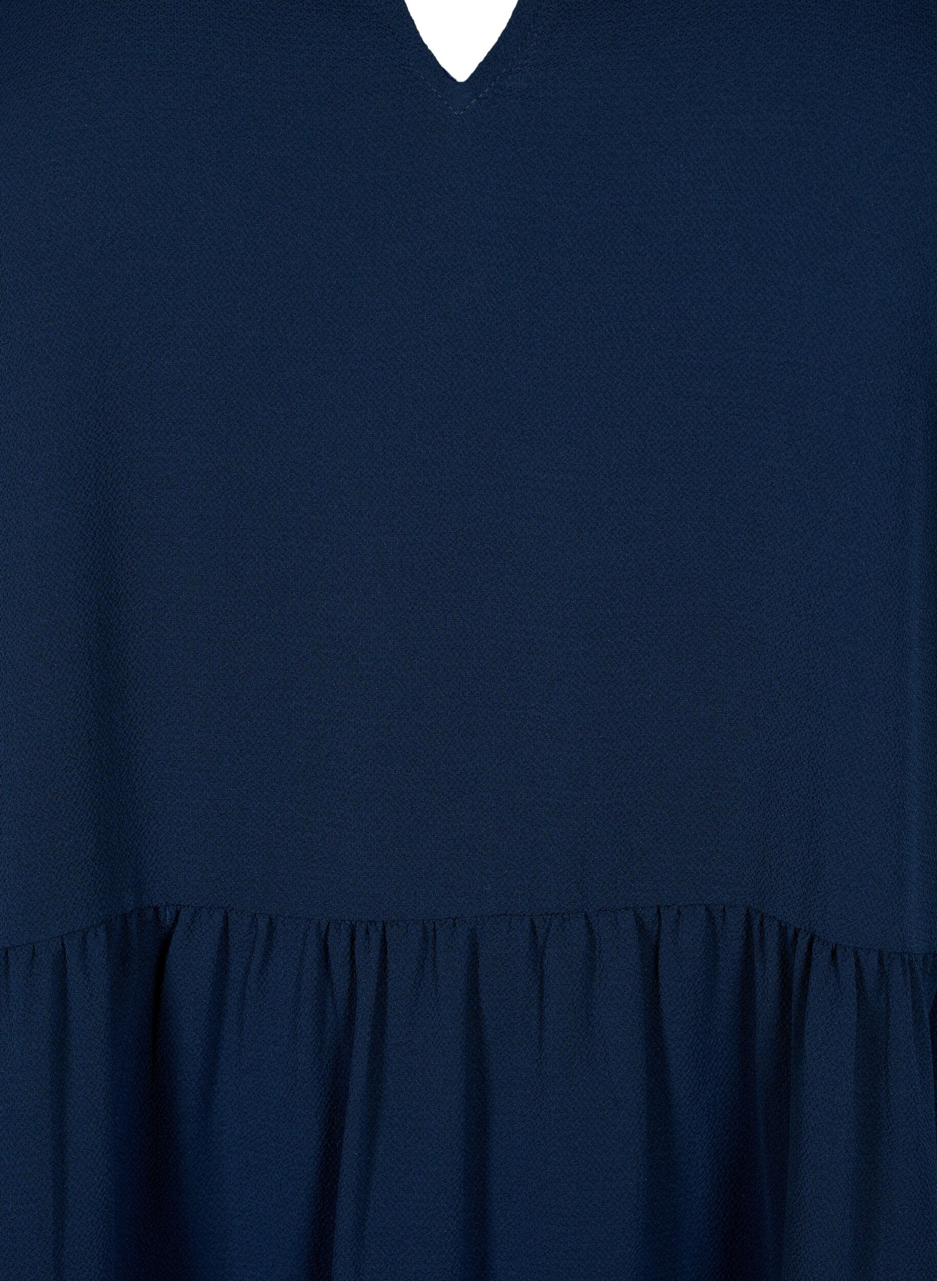Zizzifashion Short sleeve dress with a-line and cutlines, Blue, Packshot image number 2