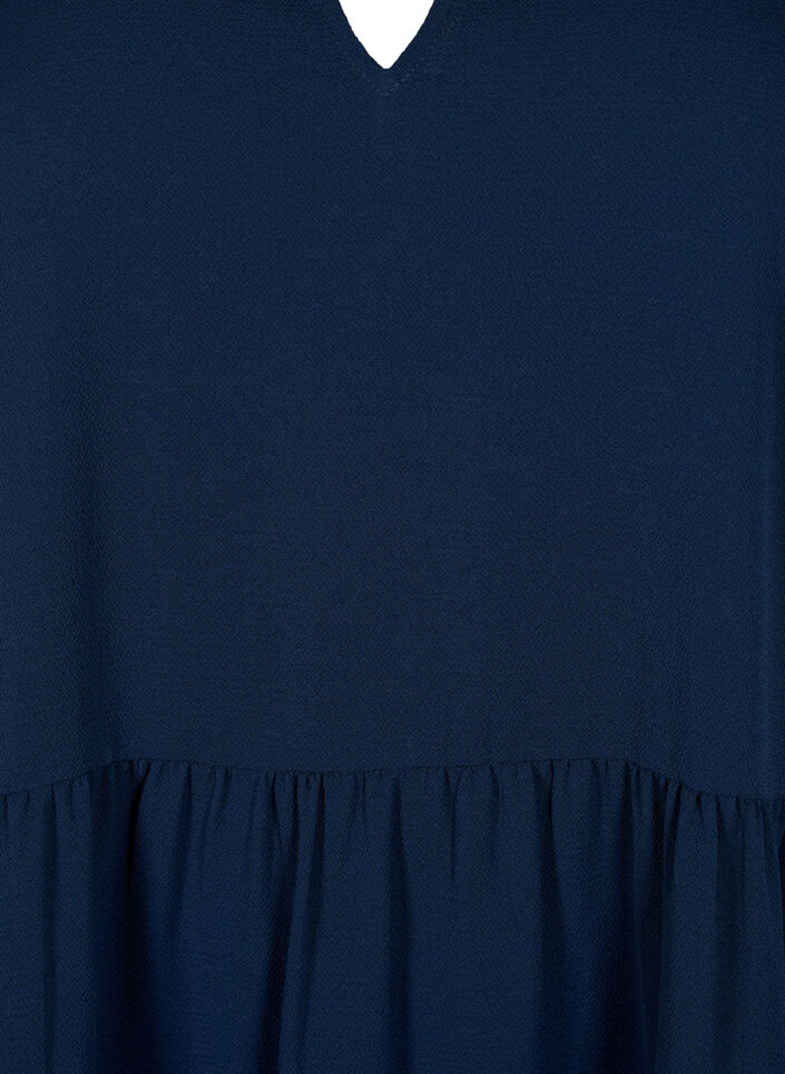 Short sleeve dress with a-line and cutlines, Blue, Packshot image number 2