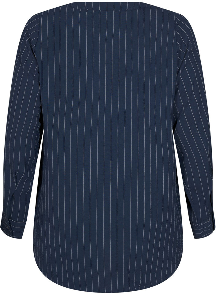 Pinstripe shirt blouse, Blue, Packshot image number 1