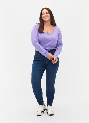 Basic cotton blouse 2-pack, Paisley Purple/Black, Model image number 2