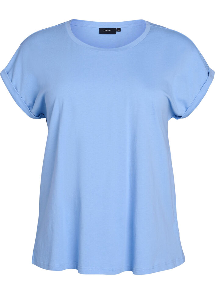 Short sleeve cotton blend T-shirt, Light Blue, Packshot image number 0