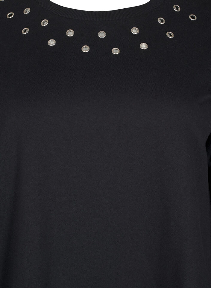 Sweat tunic with metal details, Black, Packshot image number 2