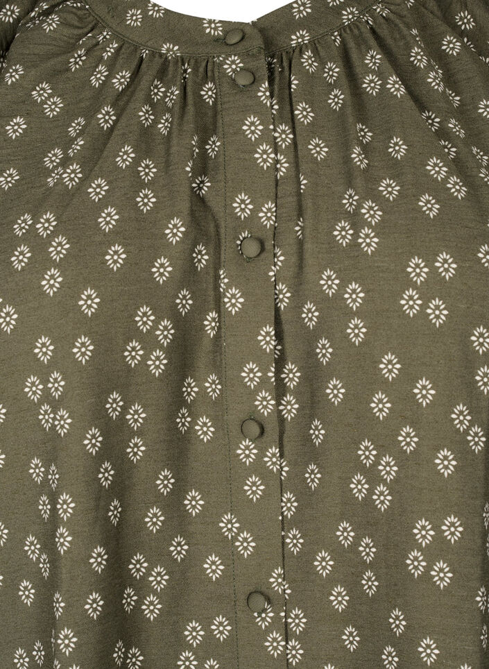 Long-sleeved tunic with floral print, Green, Packshot image number 2