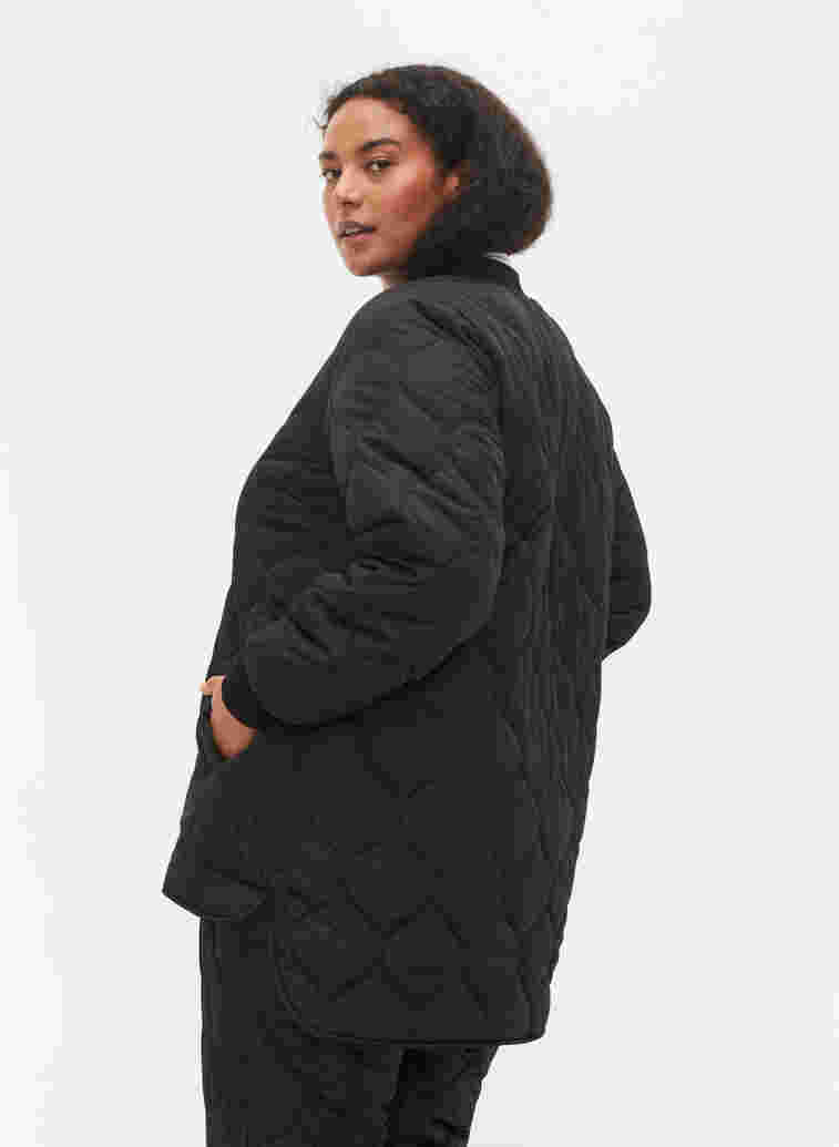 Quilted thermal jacket with zip, Black, Model image number 1