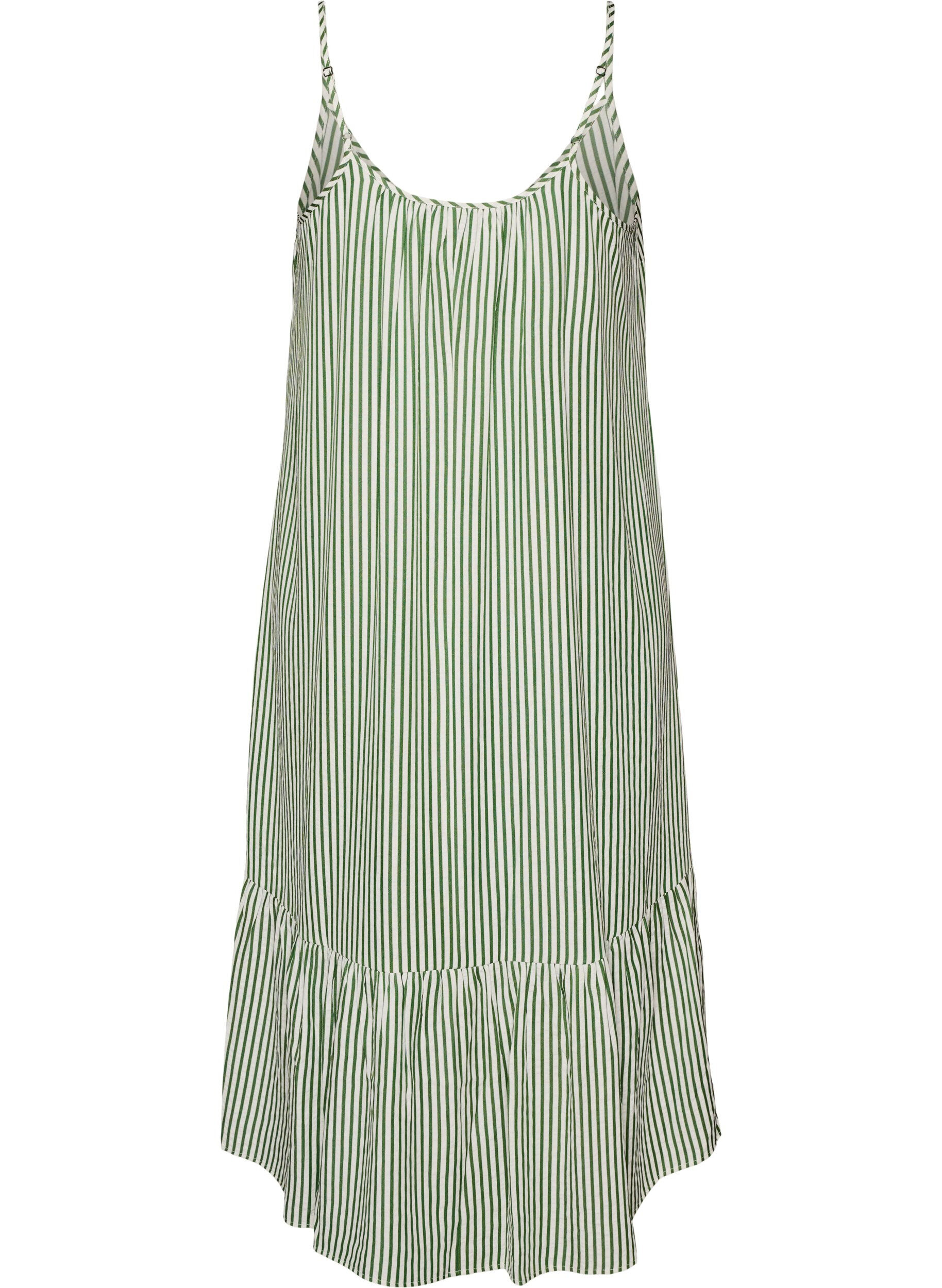 ZizzifashionSummer dress with stripes and A-line shape, Green, Packshot image number 1
