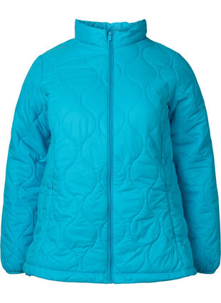 Quilted jacket with zip and pockets, River Blue, Packshot image number 0