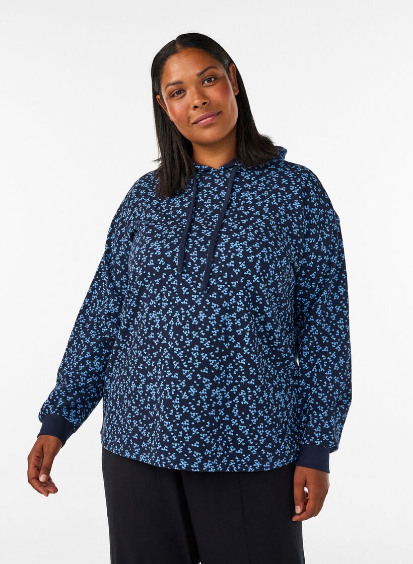Hoodie with all-over print, Blue, Model image number 0