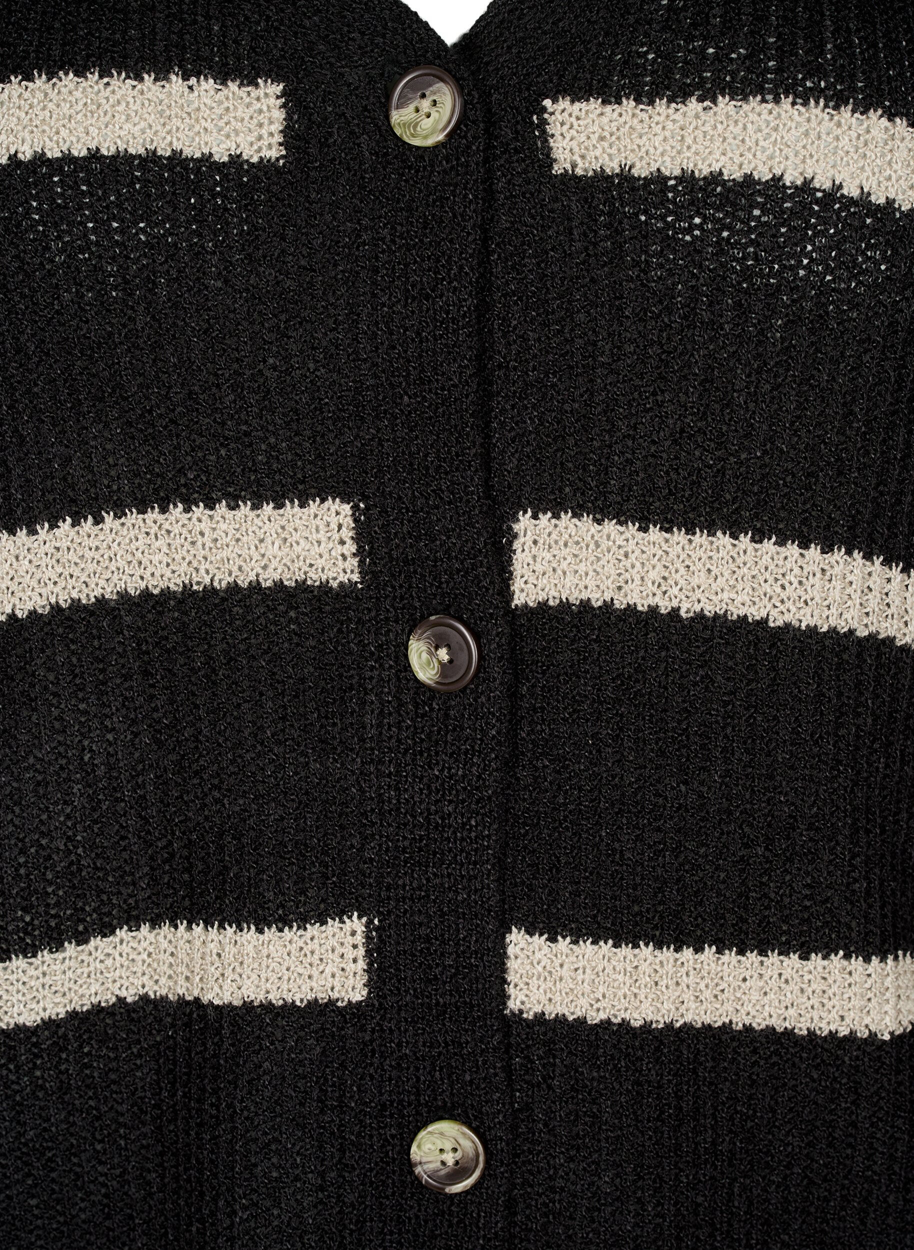 Zizzifashion FLASH - Knitted cardigan with stripes and buttons, Black, Packshot image number 2