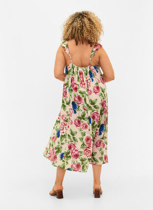 Floral midi dress with ruffles, Bright Flower , Model image number 1