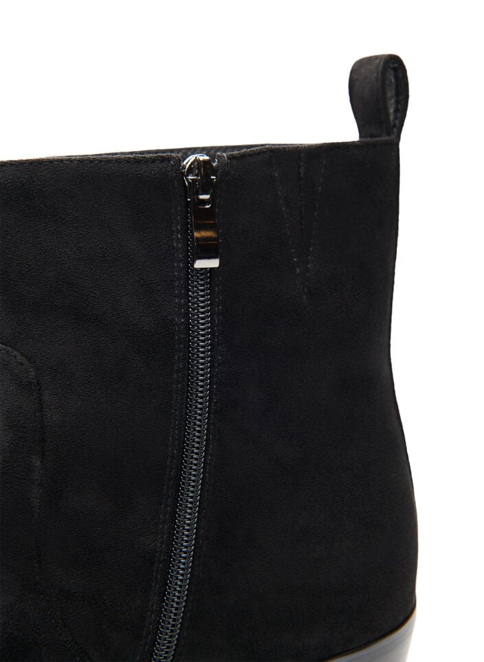 Long suede-look boot with a detachable shaft, Black, Packshot