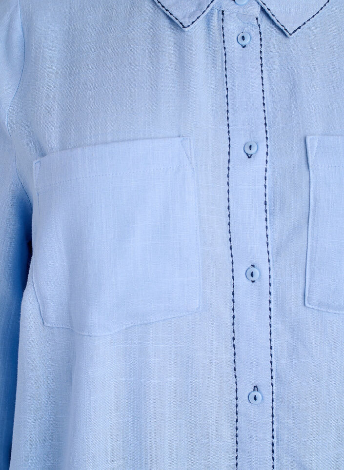 Shirt with contrast stitching and chest pockets, Light Blue, Packshot image number 2