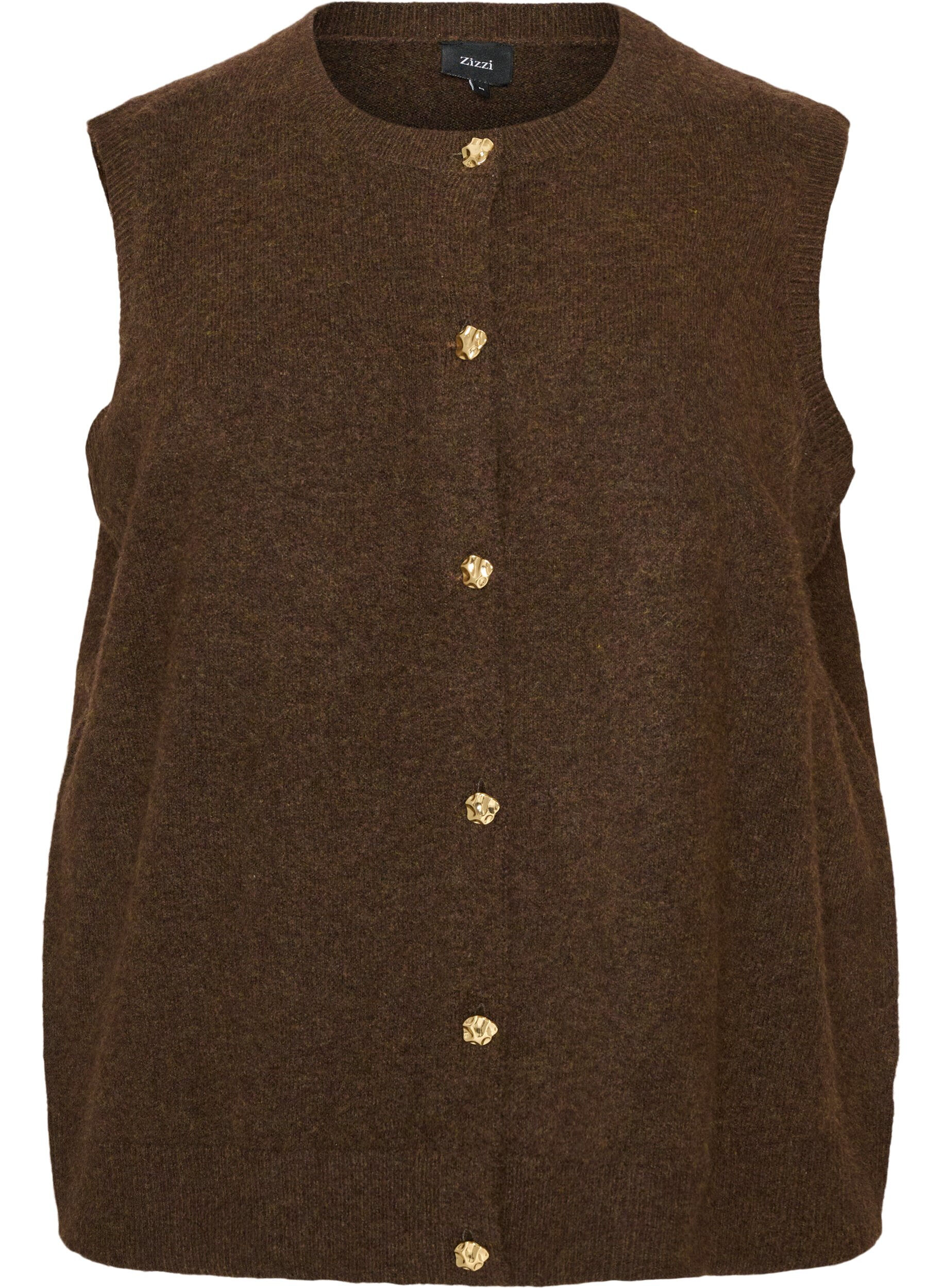 Knitted vest with decorative buttons