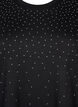 T-shirt with rhinestones and round neck, Black, Packshot image number 2