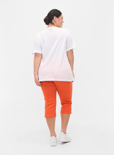 Close-fitting capris with zip, Orange , Model image number 0
