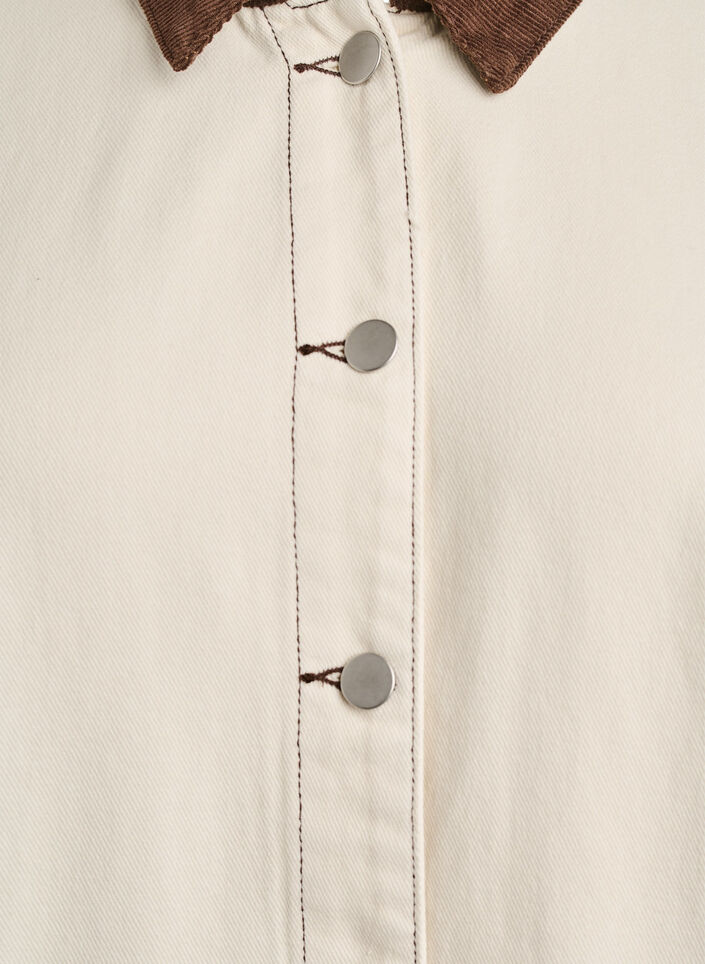 Coloured denim jacket with contrast collar, Vanilla, Packshot image number 2