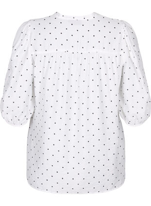 	 Dotted blouse with 3/4 sleeves in viscose material, White Dot, Packshot image number 1