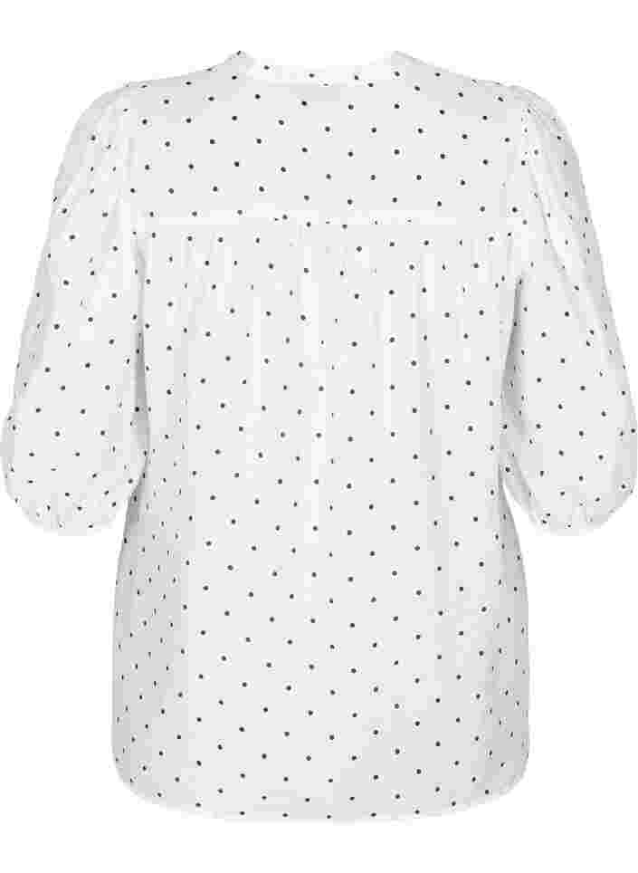 	 Dotted blouse with 3/4 sleeves in viscose material, White Dot, Packshot image number 1