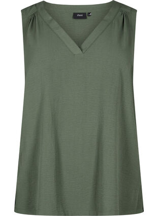 Sleeveless top with wrinkle details, Thyme, Packshot image number 0