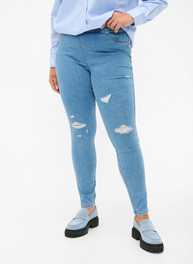 Ripped jeggings, Light Blue, Model image number 2