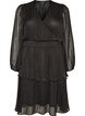 Knee-length dress with sheer stripes and wrap effect, Black, Packshot image number 0