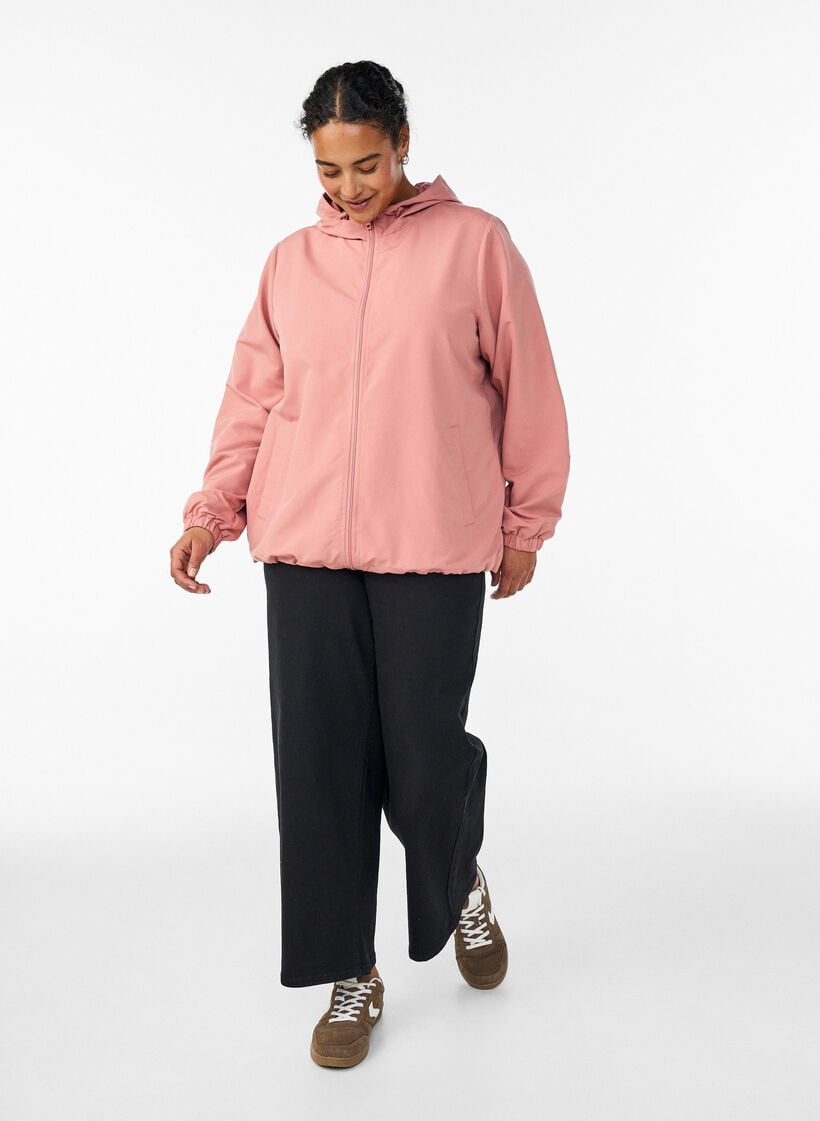 Lightweight jacket with a hood and zipper, Rose, Model image number 1