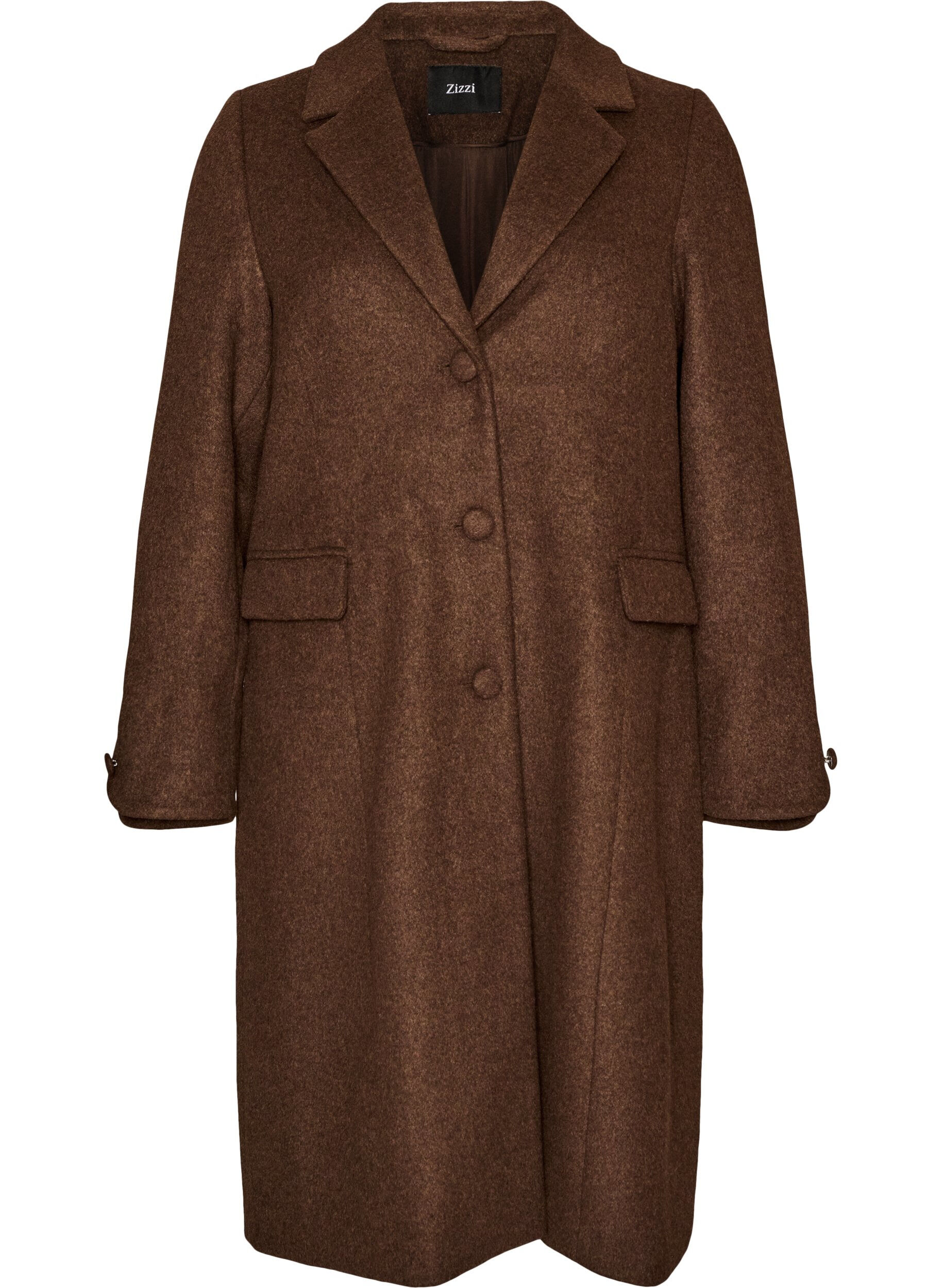 Wool blend coat with lapels and buttons