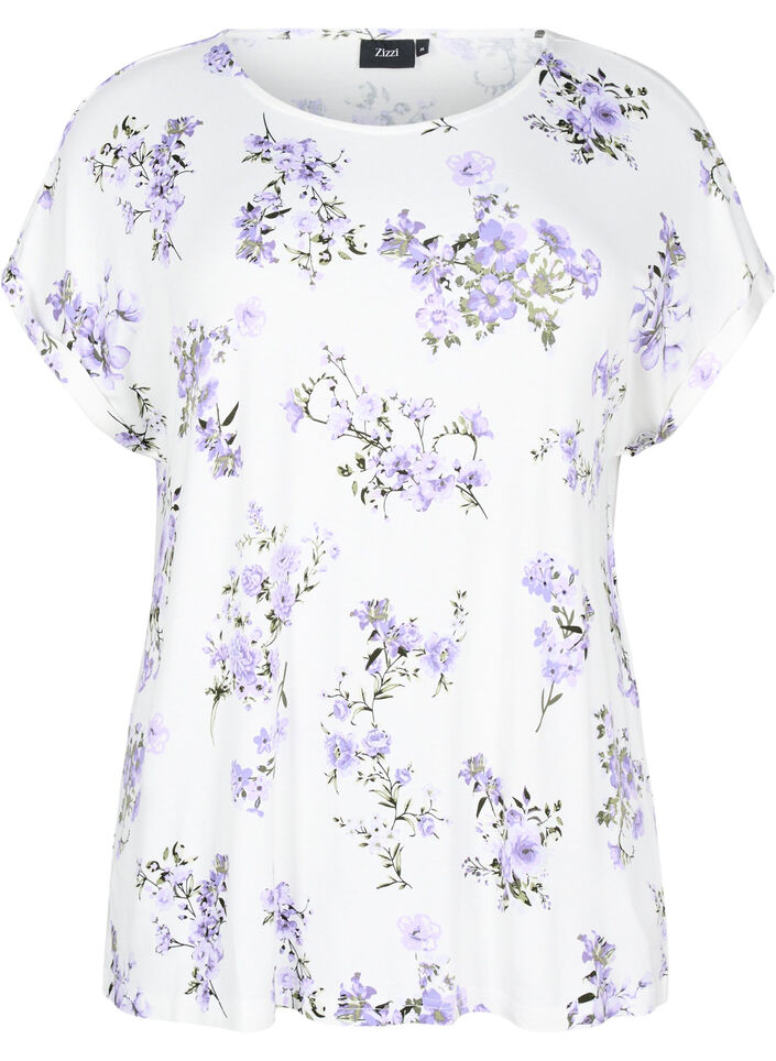 T-shirt with floral print, Purple, Packshot image number 0