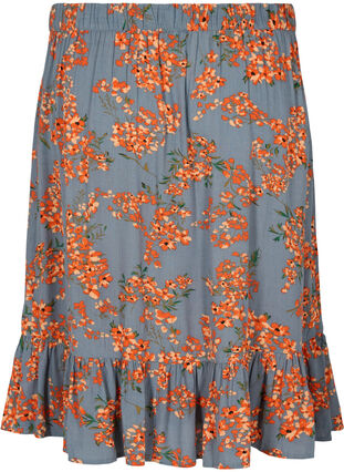 Printed skirt with elasticated waistband and pleats, Balsam Green Flower, Packshot image number 1