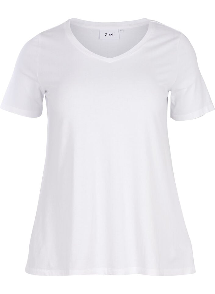 Basic plain cotton t-shirt, White, Packshot image number 0