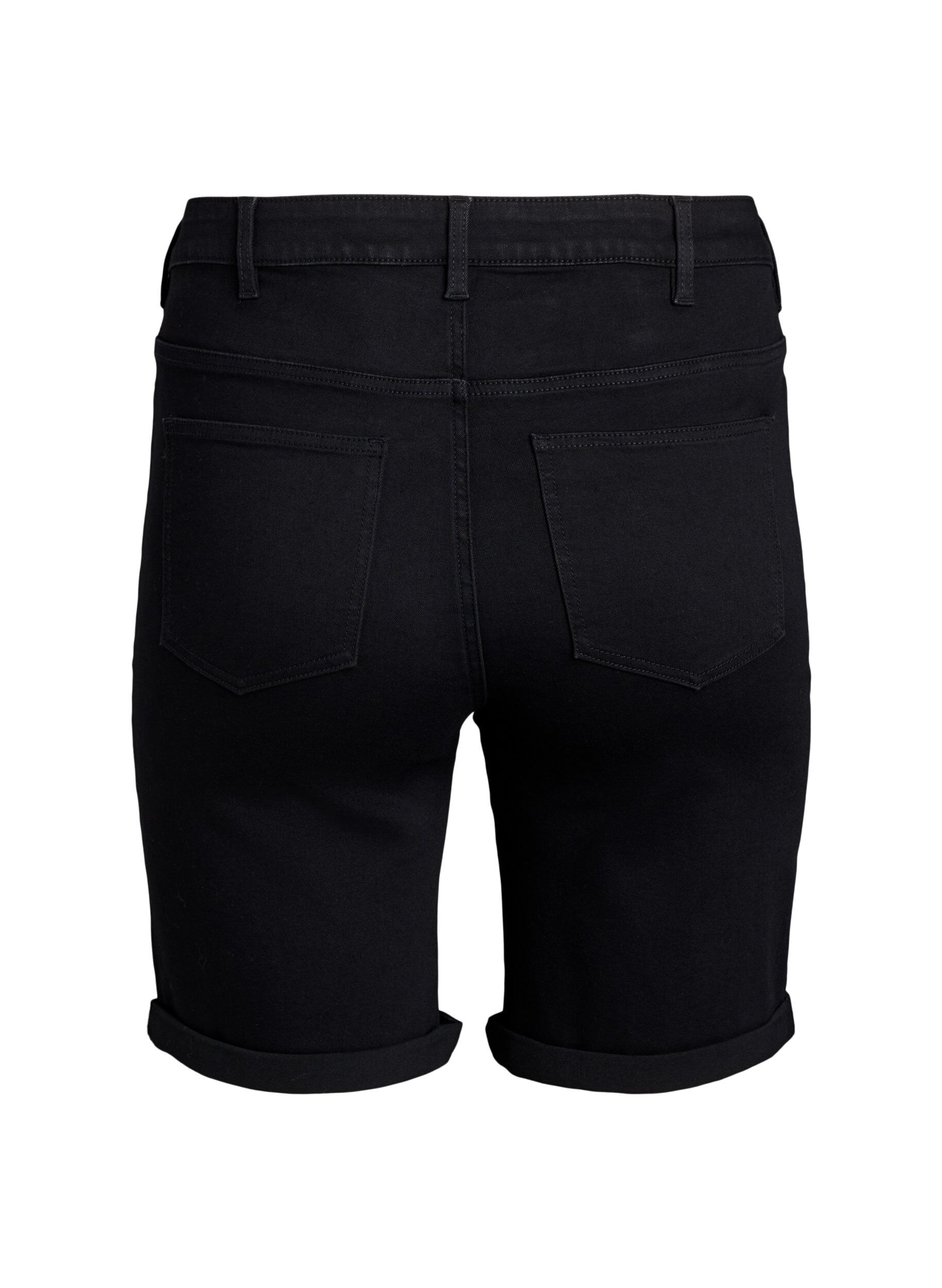 ZizzifashionFitted denim shorts with a high waist, Black, Packshot image number 1