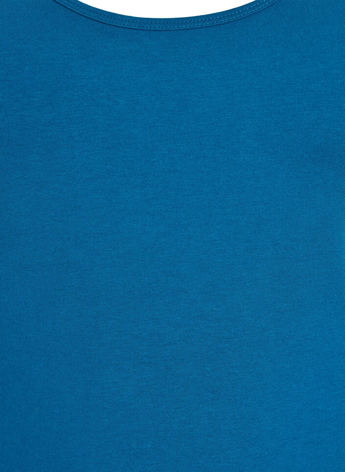 Solid color basic top in cotton, Petrol, Packshot image number 2