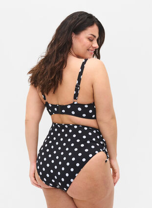 Printed bikini bottoms with a high waist, Dotted Print, Model image number 1