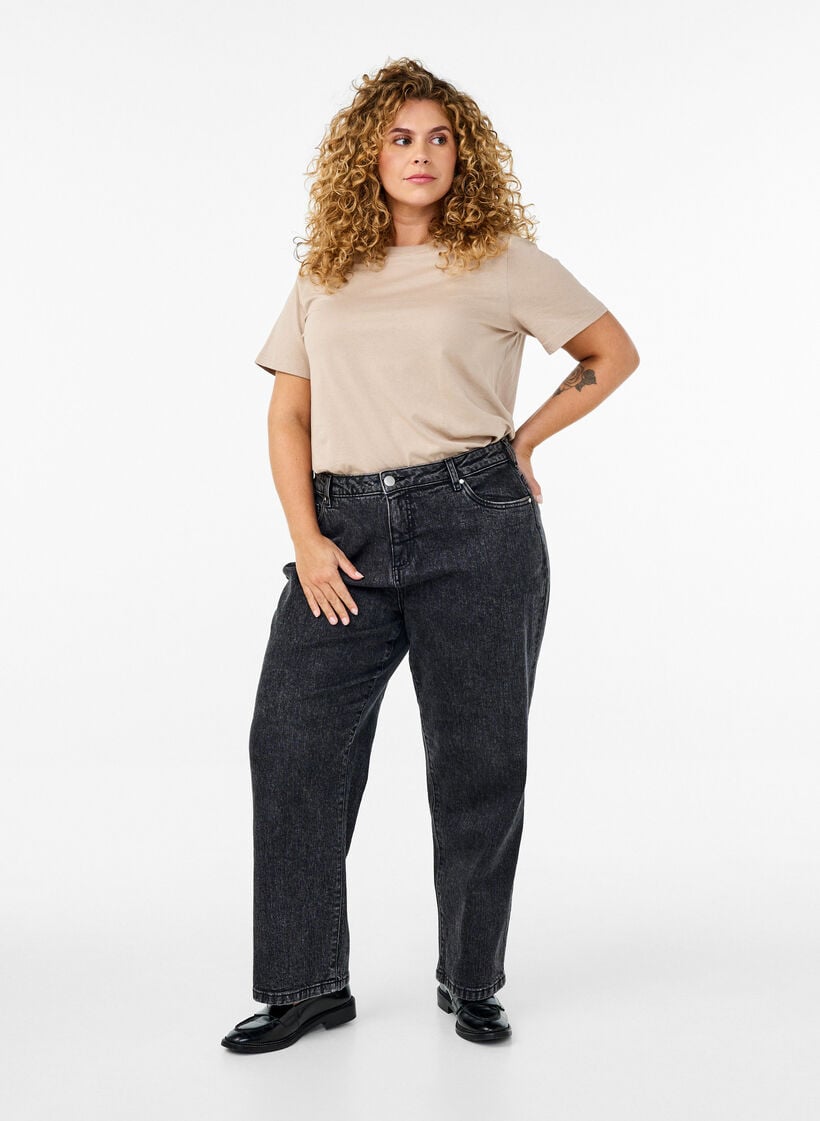 Basic cotton T-shirt with round neck, Beige, Model image number 1