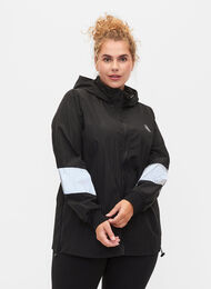 Sports jacket with reflective details and adjustable bottom, Black w. Reflex, Model