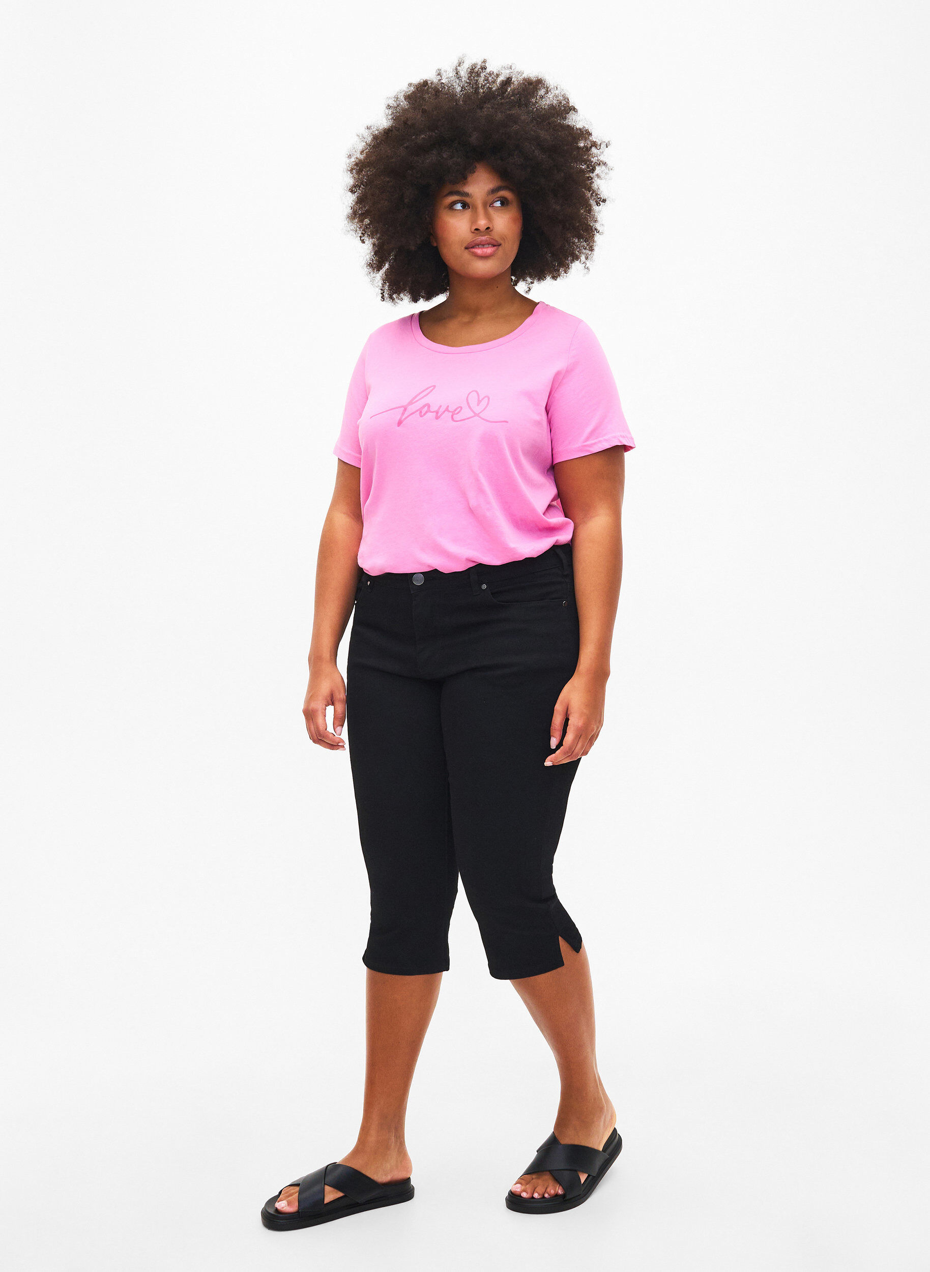 Zizzifashion Crew neck cotton T-shirt with print, RoseBloom W. Love, Model image number 2