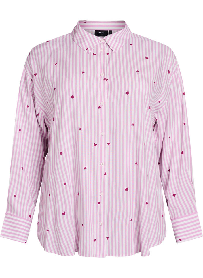 Nightshirt with stripes and hearts, Rose, Packshot image number 0