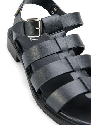 Wide fit leather sandal, Black, Packshot image number 3