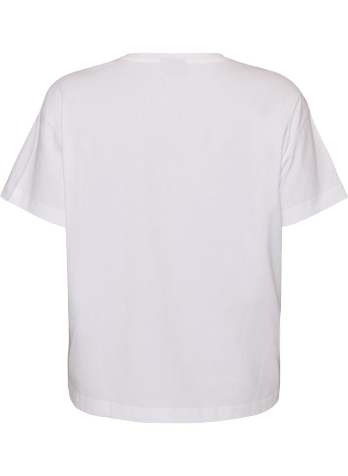100% cotton T-shirt with short sleeves and print, White, Packshot image number 1