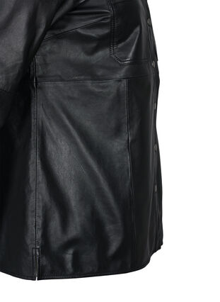Leather shirt with buttons, Black, Packshot image number 3
