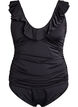 Swimsuit with ruffles and removable inserts, Black, Packshot image number 0