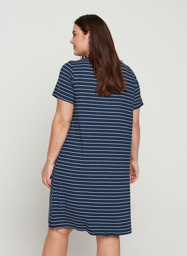 Short-sleeved dress, Mood Indigo Stripe, Model image number 1