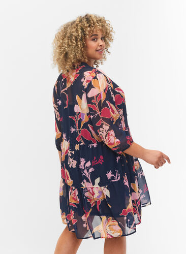 Tunic with floral print and lurex, Big Flower AOP, Model image number 1