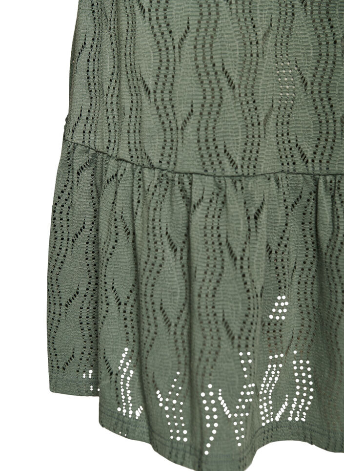Short jersey dress with eyelet embroidery, Green, Packshot image number 3