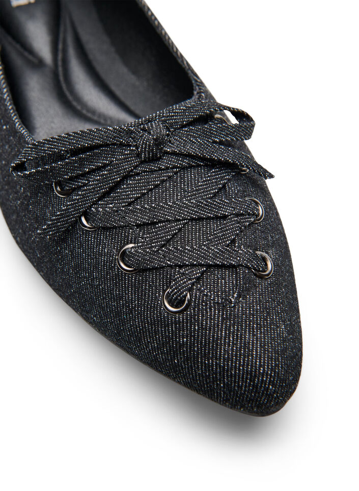 Ballerina with lace-up detail, Black, Packshot image number 3